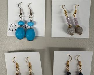 EHE238 Myrna Lee Chang Agate Rhodalite, Two Agate, Lucite Earrings