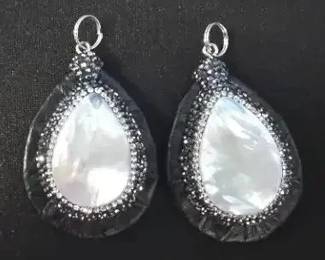 EHE107 - Pair of Myrna Lee Chang Mother of Pearl Pendants 