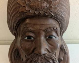 EHE035- Vintage Chinese Hand-Carved Wooden Mask