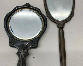 EHE308 - Pair of Antique Art Deco Circa 1910 Hand Mirrors