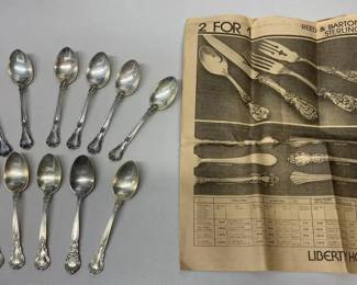 EHE315 - Set of Eleven Vintage Sterling Silver Teaspoons & Vintage Liberty House Ad Insert