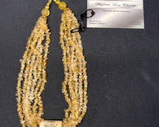 EHE134 Myrna Lee Chang 6-Strand Citrine Topaz Necklace with Bone