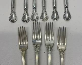 EHE316 - Lot of Ten Vintage Sterling Silver Forks - Over One Pound of Sterling Silver