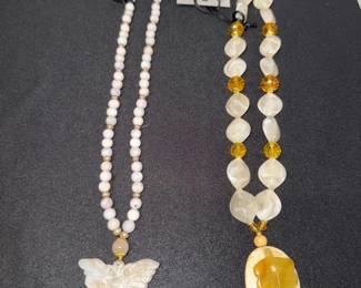 EHE178 Myrna Lee Chang Two Handcrafted Necklaces with Jade