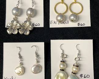 EHE175 - Myrna Lee Chang Two Sets Of Fresh Water Pearl, & Two Sets Of Keshi Pearl Earrings