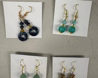 EHE250 Myrna Lee Chang Jade, Crystal, Agate, And Dolphin Earrings