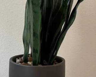 EHE067 - Tall fake potted plant on wooden stand 