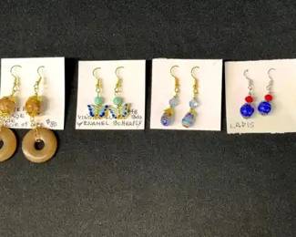 EHE143 - Myrna Lee Chang Jade, Ladis, Enamel Butterfly, & Hand Made Glass Earrings