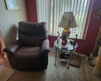 Metal and glass end tables and coffee table