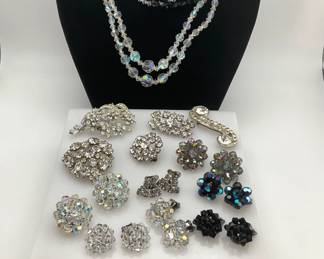 Vintage Crystal Necklaces, Brooches and Earrings