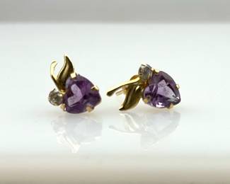 Amethyst and CZ Earrings