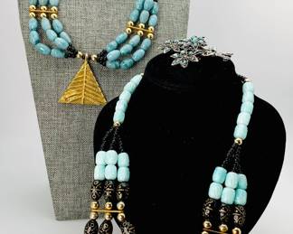 Black & Turquoise Colored Beaded Necklaces