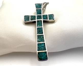Turquoise Inlay Cross Necklace