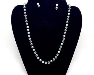 Black Pearl Necklace and Earrings