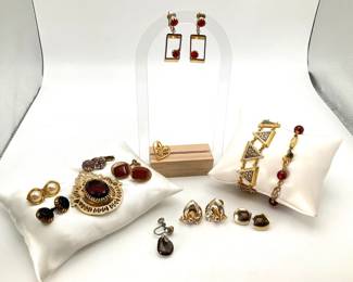 Assorted Gold Tone & Various Stone Earrings & Bracelets