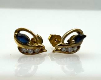 Sapphire and CZ Earrings