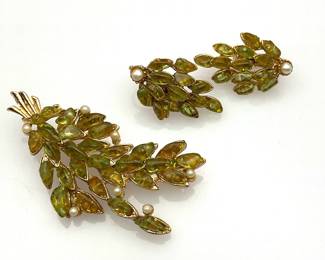 Olivine Brooch & Earrings