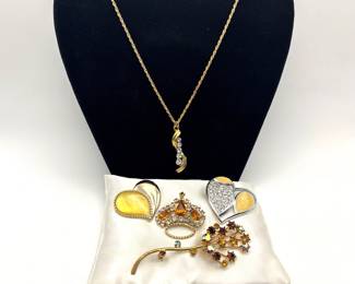 Vintage Austrian Crystal and Liz Claiborne Brooches and More