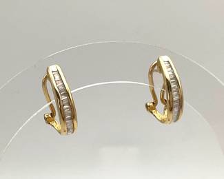 14K Gold Hoop Earrings with Diamond Accents