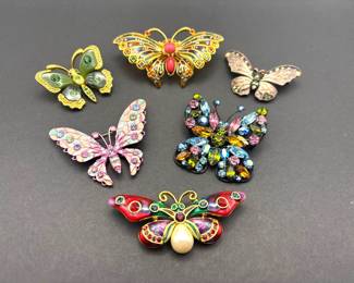 Joan Rivers Rhinestone Butterfly Brooches