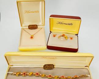 Vintage Krementz Gold Overlay Rose Set