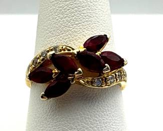 Gold Tone Over Silver Rhinestone Ring