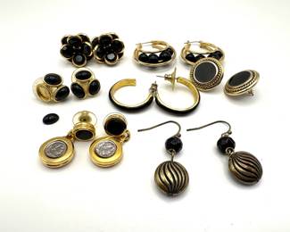 Assorted Gold Tone and Black Earrings