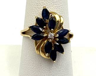 Topaz & Diamond Gold Ring