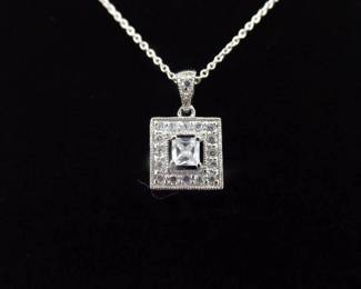 .925 Sterling Silver Zirconia Pendant Necklace
