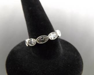 .925 Sterling Silver Zirconia Band Ring Size 6
