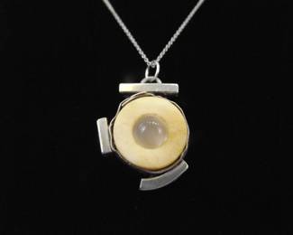 .925 Sterling Silver Primitive Bone Pendant Necklace
