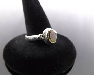 .925 Sterling Silver Yellow Citrine Ring Size 8
