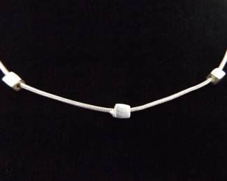 .925 Sterling Silver Square Beaded Rope Necklace
