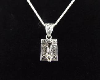 .925 Sterling Silver "FAITH", HOPE, LOVE" Articulated Charm Box Pendant Necklace

