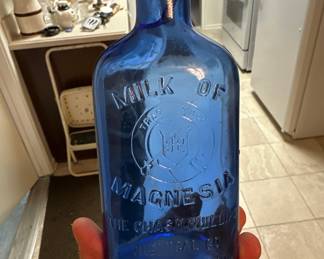 1930s milk of manganese bottle - cobalt