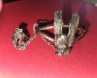 Silver Biker Bracelet and Biker Ring. 