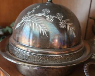 Victorian-Era Silverplate Butter Dish. 