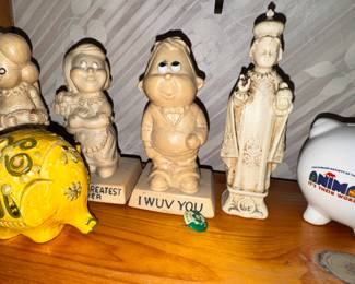 I wuv You... 1970s R&W Berries Co figurines next to Infant Jesus of Prague.. 