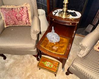 Pr Gorgeous Queen Anne style wingback  Herringbone chairs