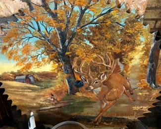 Hand painted large saw blade.  Stunning art work.