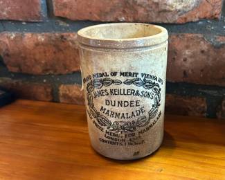 Perfectly patina antique James Keiller & Sons small crock.