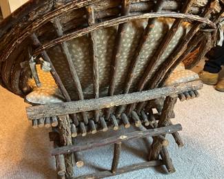 Back of willow wood chair.