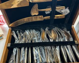 Vintage Thai Brass Dessert Set.  Never used.