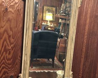 Antique baroque/Rococo style pier mirror with built in pier shelf.  This piece was purchased in either France or Italy and shipped back to the US many years ago.  Great condition for it's age.