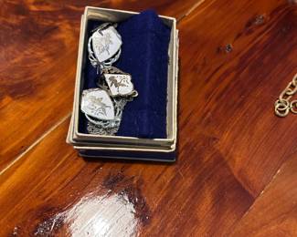 Vintage Siam Sterling Silver Jewelry Set, necklace and clip on earring set.  One earring needs back fixed but all parts are included.