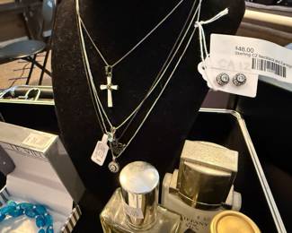 Sterling CZ Necklace and Earrings 