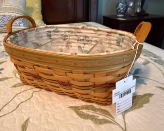 Longaberger Leather Handled Basket 
