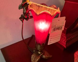 Blown Glass Lily Cherub Lamp