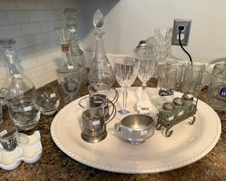 Decanters, Glass Sets, Serving Plate 