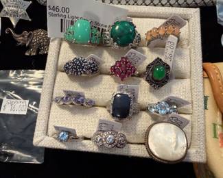 Sterling Light Green Stone Ring, Rings 